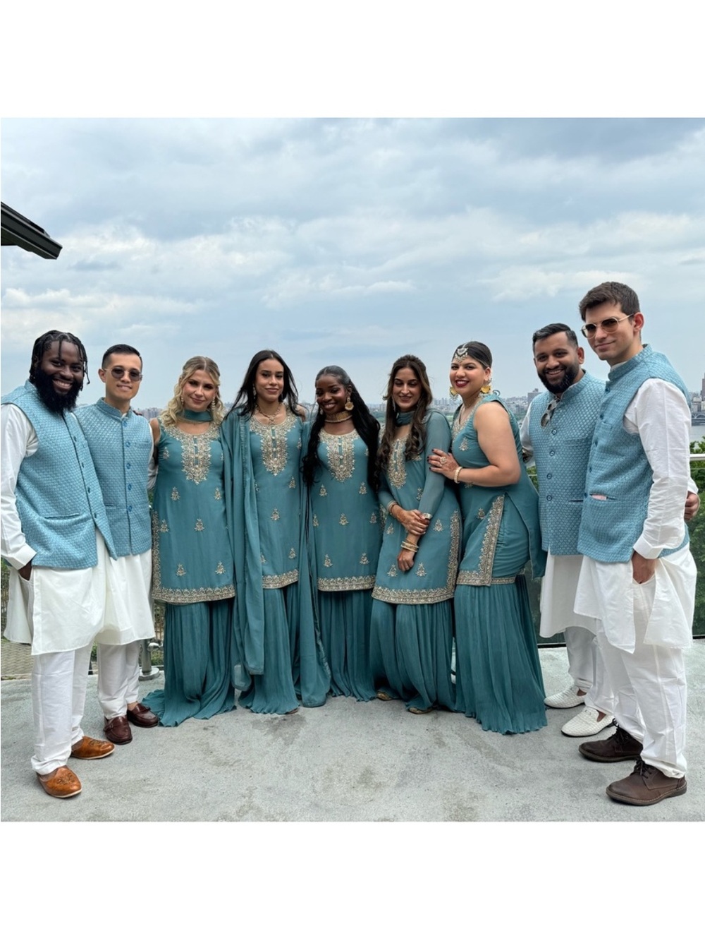 Stunning Teal Punjabi Sharara Suit | Gold Zari Embroidery | Georgette size 40